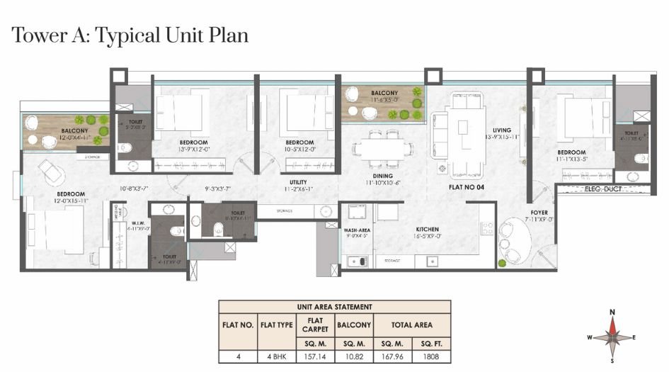 ACE-Abundance-Floor-Plan-4 BHK- 1808 Sqft